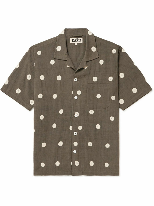 Photo: Karu Research - Camp-Collar Embroidered Cotton Shirt - Green