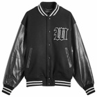 Wacko Maria Men's Type-2 Leather Varsity Jacket in Black