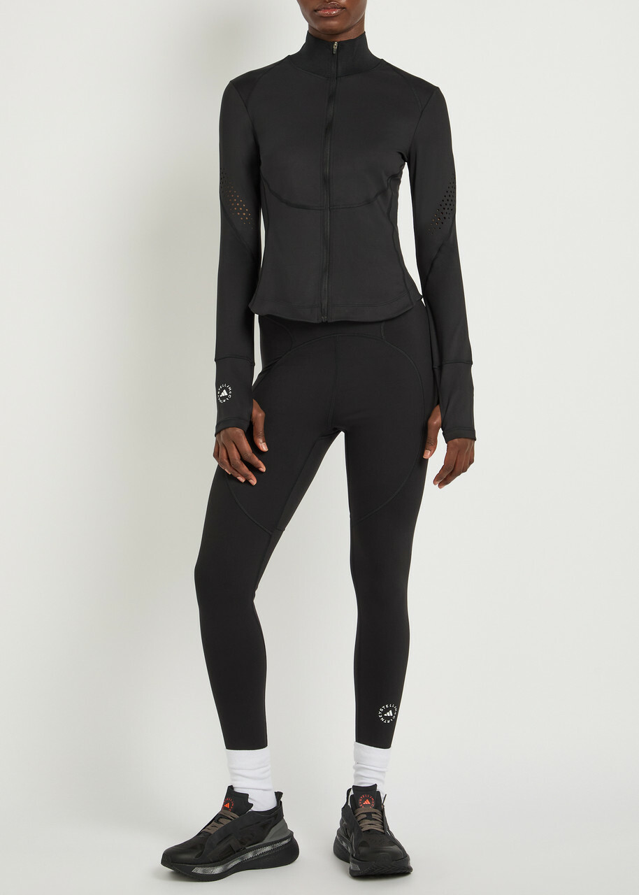 Adidas X Stella Mccartney Training Stretch-jersey Midlayer Jacket Black