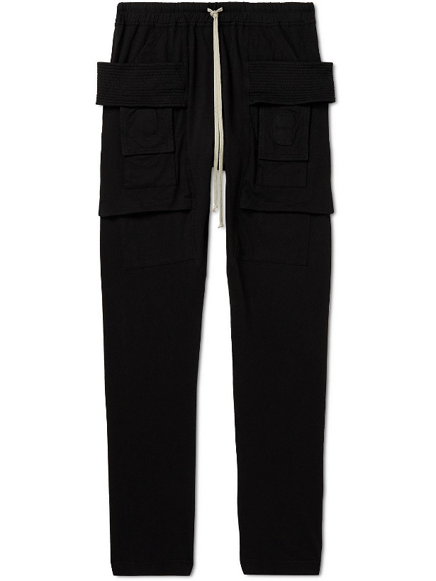 Photo: Rick Owens - Creatch Slim-Fit Tapered Cotton-Jersey Cargo Sweatpants - Black