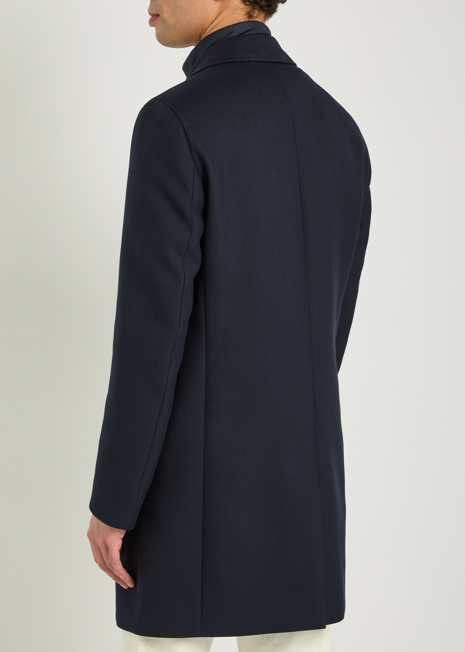 Boss Layered Cotton-blend Coat Navy