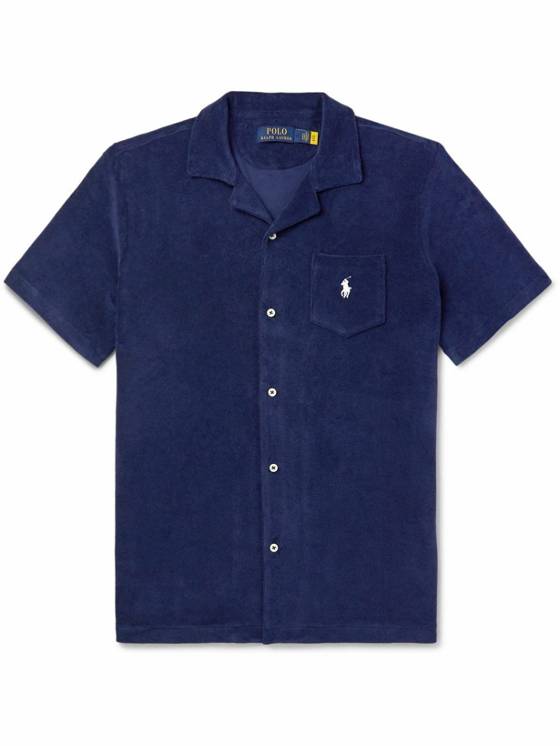 Photo: Polo Ralph Lauren - Camp-Collar Logo-Embroidered Cotton-Terry Shirt - Blue
