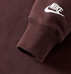 Nike - Sportswear Logo-Embroidered Fleece-Back Cotton-Blend Jersey Sweatshirt - Burgundy