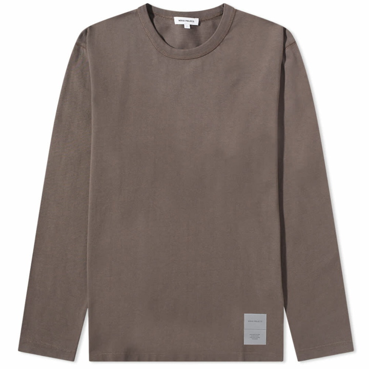 Photo: Norse Projects Men's Long Sleeve Holger Tab Series Reflective T-Shirt in Heathland Brown