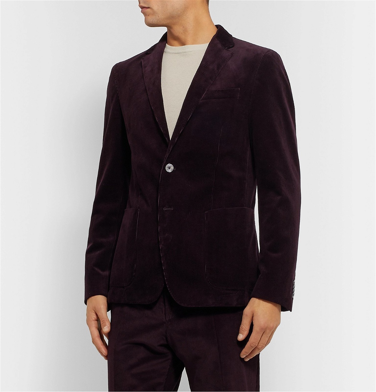 Hugo Boss - Grape Slim-Fit Cotton-Corduroy Suit Jacket - Burgundy Hugo Boss