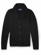 Ralph Lauren Purple label - Shawl-Collar Ribbed Cashmere and Silk-Blend Cardigan - Black