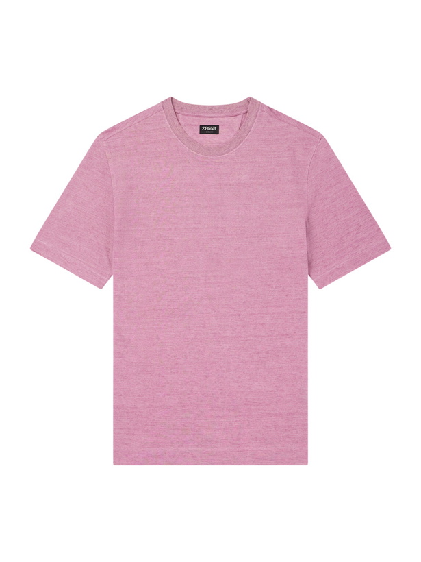Photo: Zegna - Knitted Linen T-Shirt - Pink