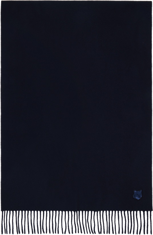 Photo: Maison Kitsuné Navy Bold Fox Head Scarf