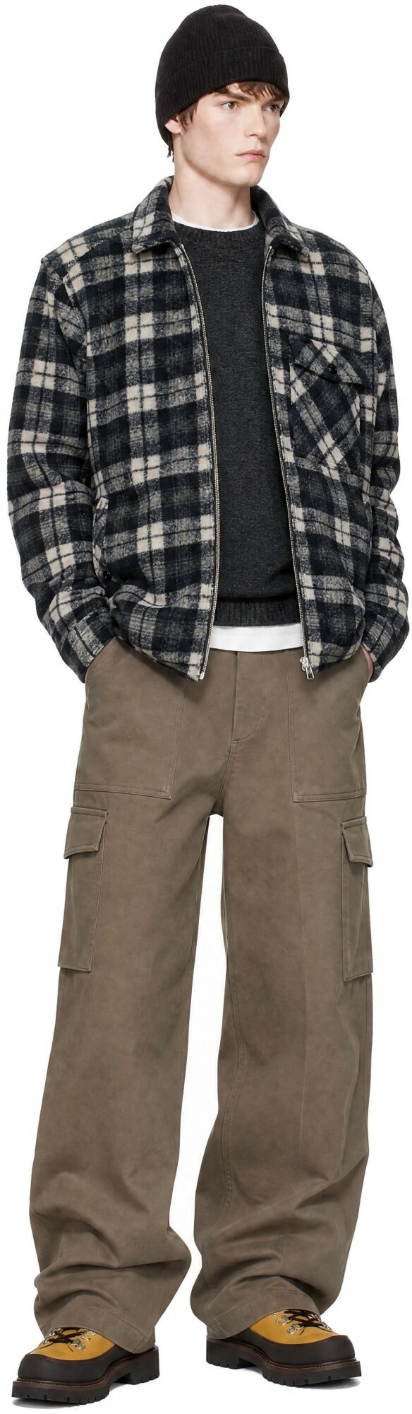 Moncler Black Check Zip Shirt