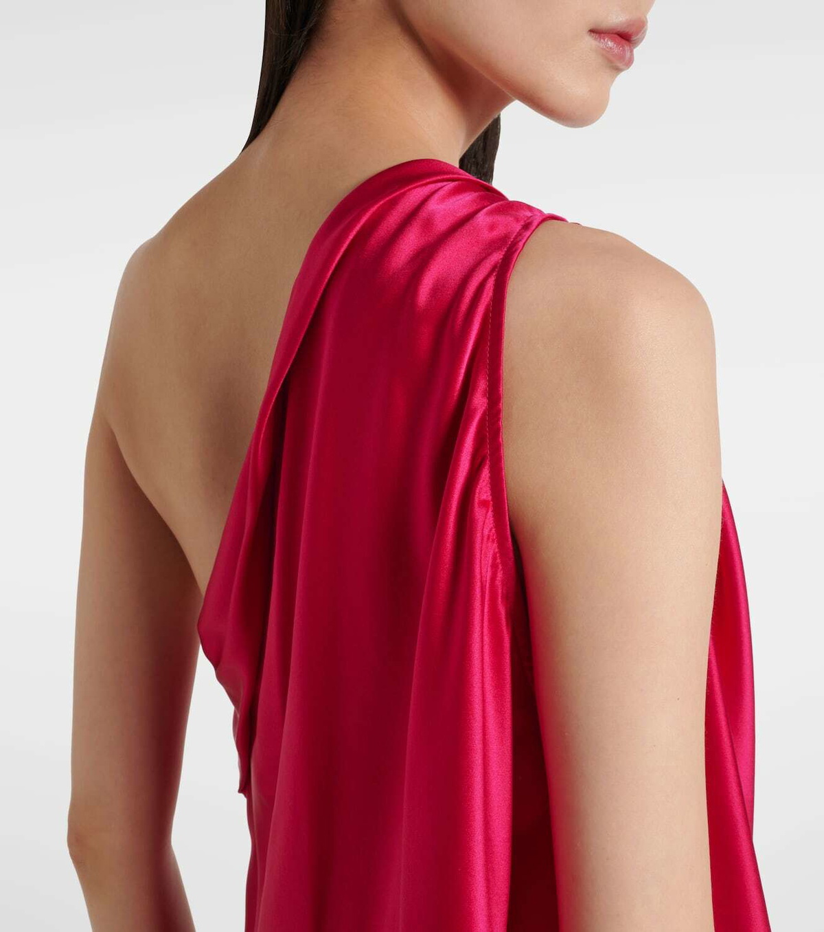 The Sei One-shoulder draped silk satin top