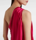 The Sei One-shoulder draped silk satin top