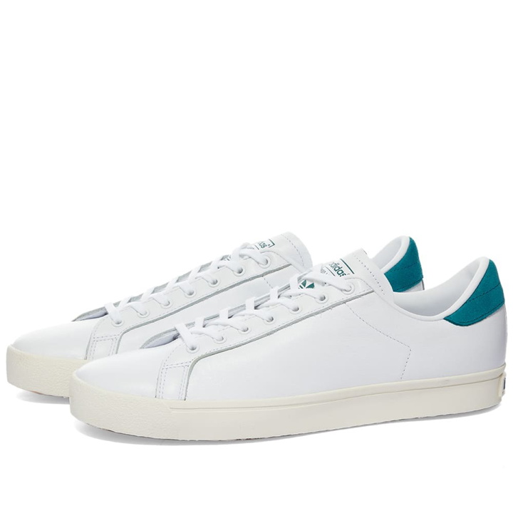 Photo: Adidas Men's Rod Laver Vin Sneakers in White/Legacy Teal