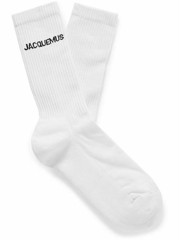 Photo: Jacquemus - Logo-Intarsia Ribbed Cotton-Blend Socks