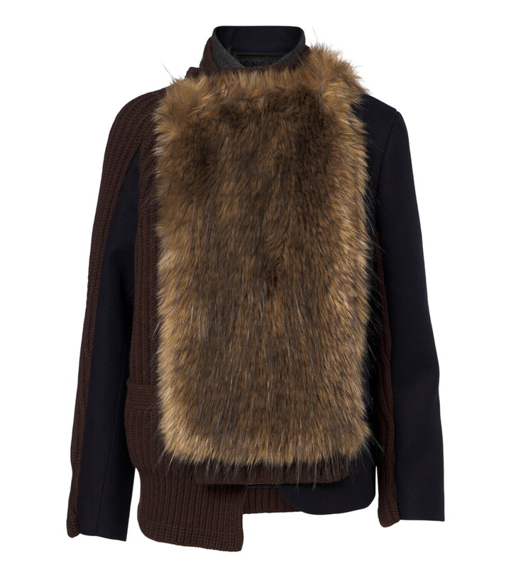 Photo: Sacai Ribbed-knit wool-blend jacket