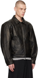AMOMENTO Black Padded Faux-Leather Jacket