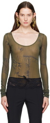 Blumarine Green Printed Bodysuit