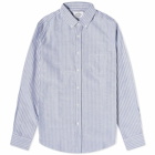 Portuguese Flannel Men's Belavista Stripe Button Down Oxford Shirt in White/Blue
