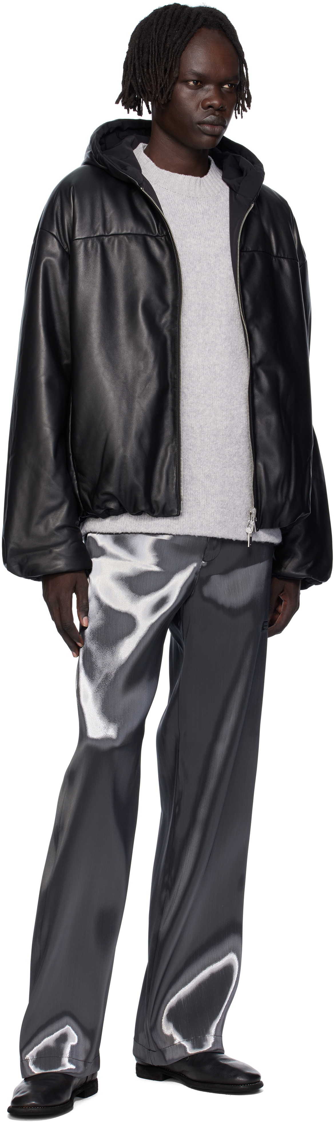 HELIOT EMIL Black Paralax Reversible Leather Jacket