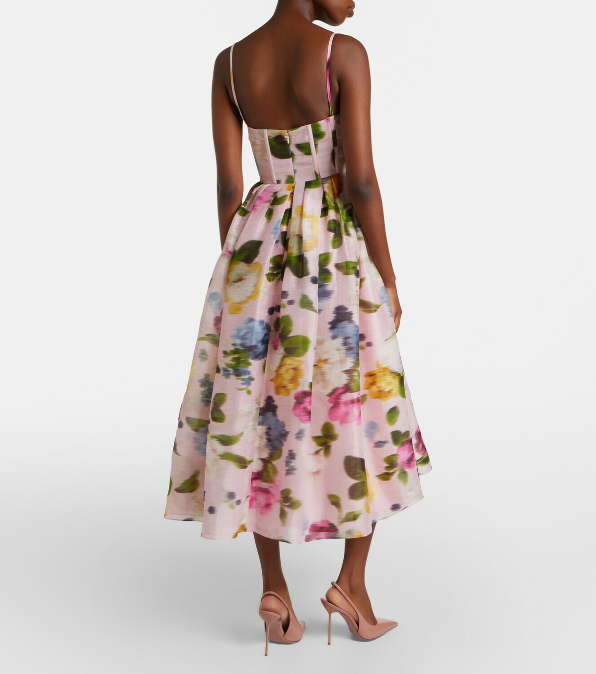 Carolina Herrera Floral linen and silk midi dress