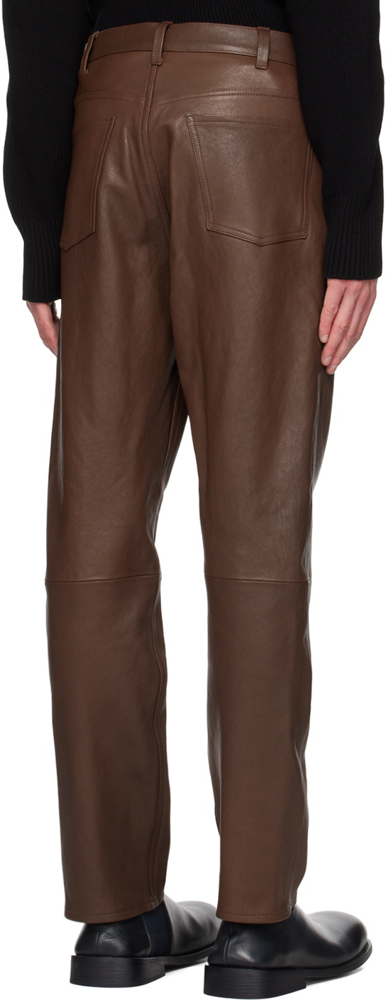 AURALEE Brown Lamb Leather trousers. Auralee