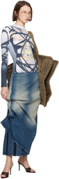 Y/Project Blue Velcro Denim Midi Skirt