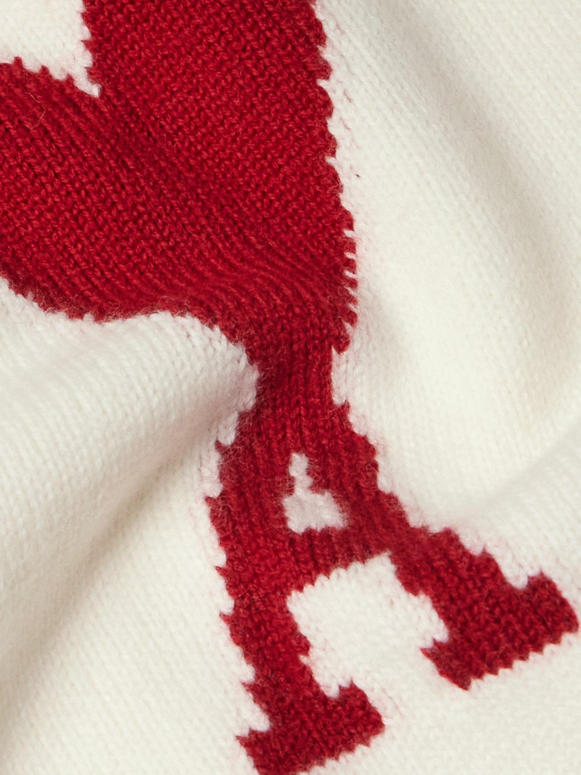 AMI PARIS - Logo-Intarsia Merino Wool Cardigan - Neutrals