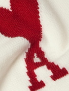 AMI PARIS - Logo-Intarsia Merino Wool Cardigan - Neutrals