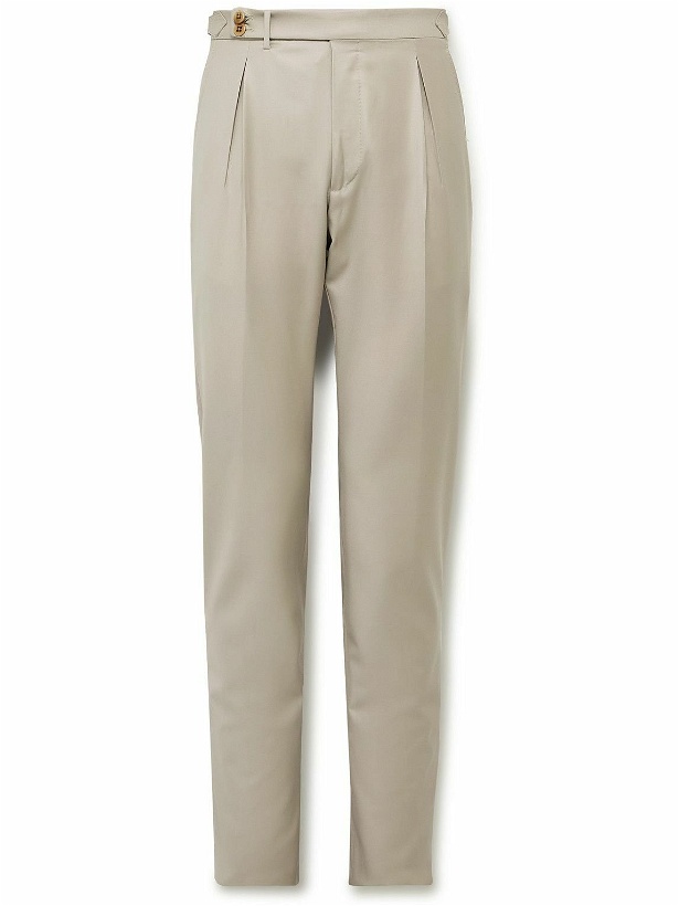 Photo: Zanella - Nico Tapered Pleated Virgin Wool and Cashmere-Blend Twill Trousers - Neutrals
