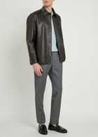 Slowear Leather Overshirt Jacket Black