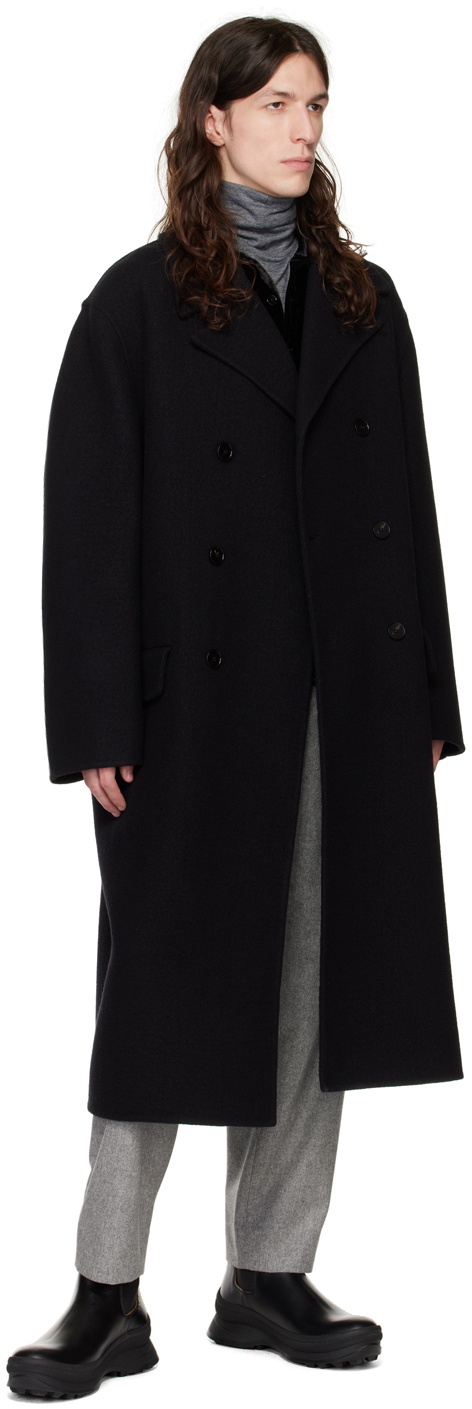 コート Jil Sander Black Double-Breasted Coat In Virgin Wool Jil Sander Black Double-Breasted Coat Jil Sander