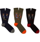 Polo Ralph Lauren - Three-Pack Logo-Intarsia Stretch Cotton-Blend Socks - Multi