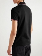 Moncler - Logo-Appliquéd Cotton-Piqué Polo Shirt - Black