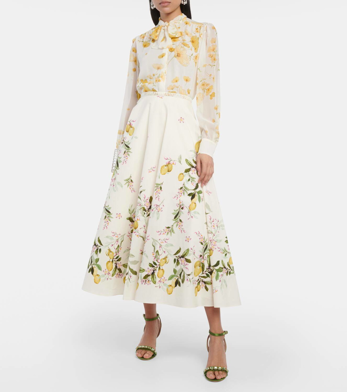 Giambattista Valli Printed cotton poplin midi skirt