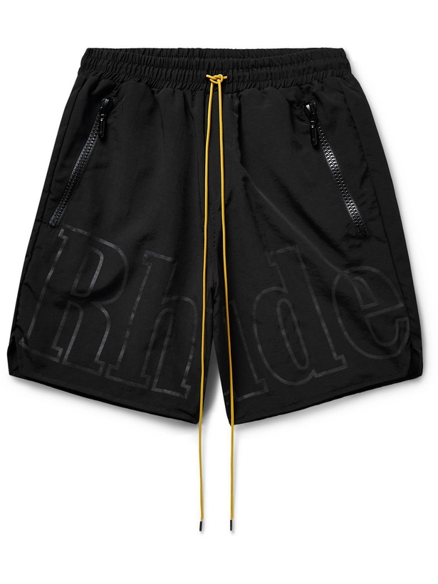 Photo: Rhude - Logo-Print Shell Drawstring Shorts - Black