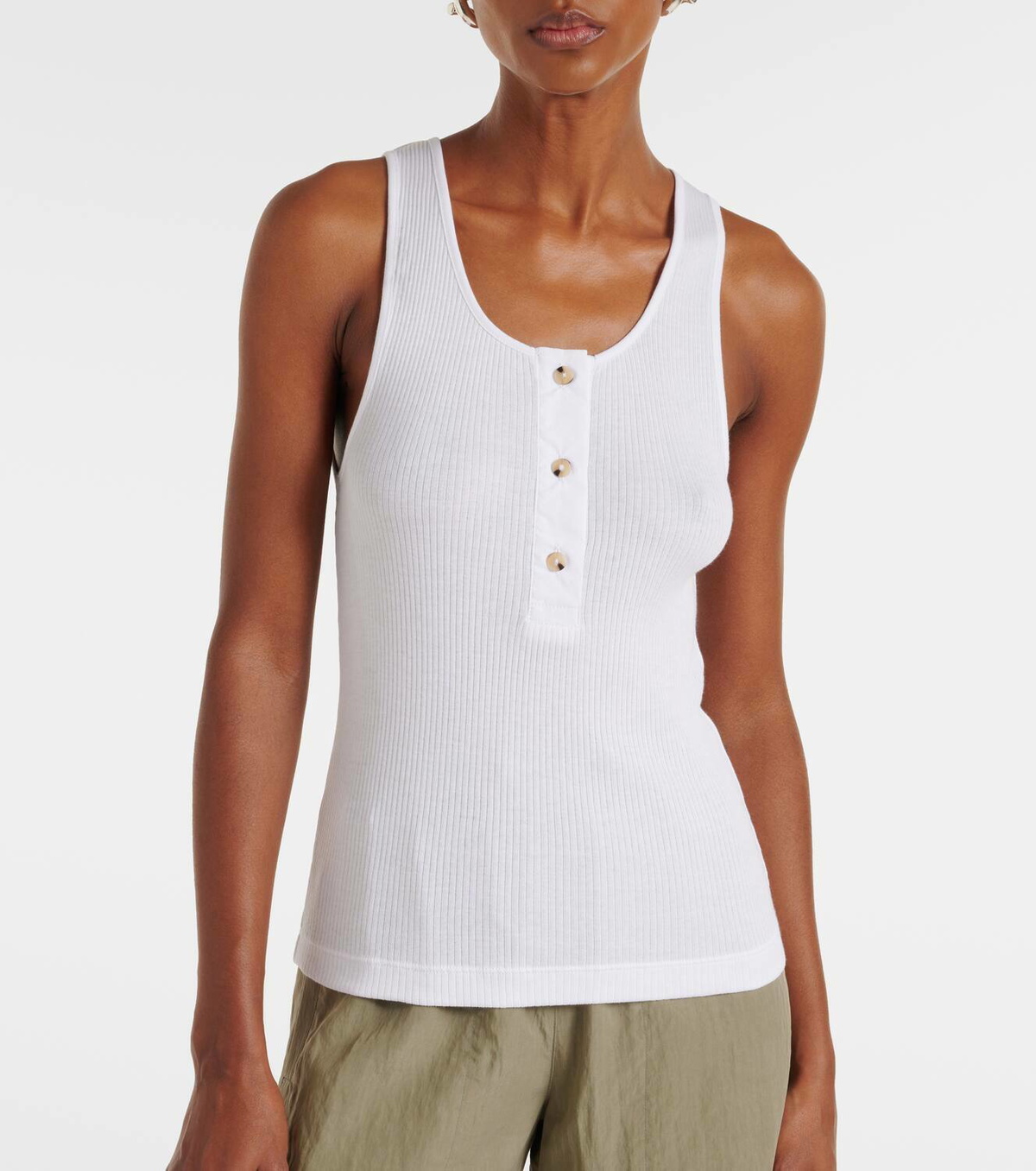 Vince Mixed Media cotton tank top