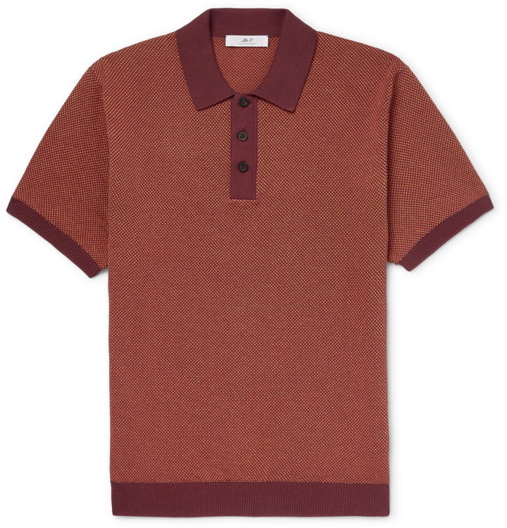 Photo: Mr P. - Slim-Fit Textured-Knit Cotton Polo Shirt - Orange