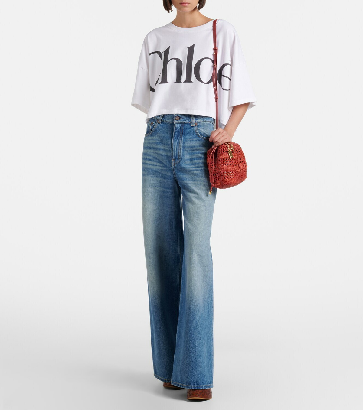 Chloé Summer Banana Mini raffia shoulder bag