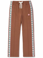 Casablanca - Laurel Straight-Leg Logo-Appliquéd Organic Cotton-Jersey Sweatpants - Brown