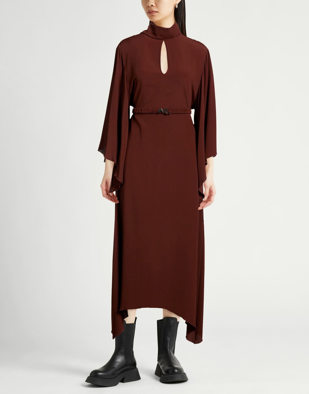 Manila Grace Womens Maxi dress Chocolate in Brown
