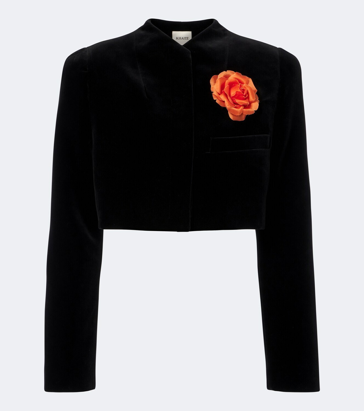 Khaite Samo floral-appliqué cropped velvet jacket