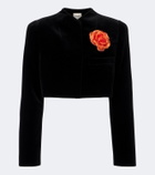 Khaite Samo floral-appliqué cropped velvet jacket