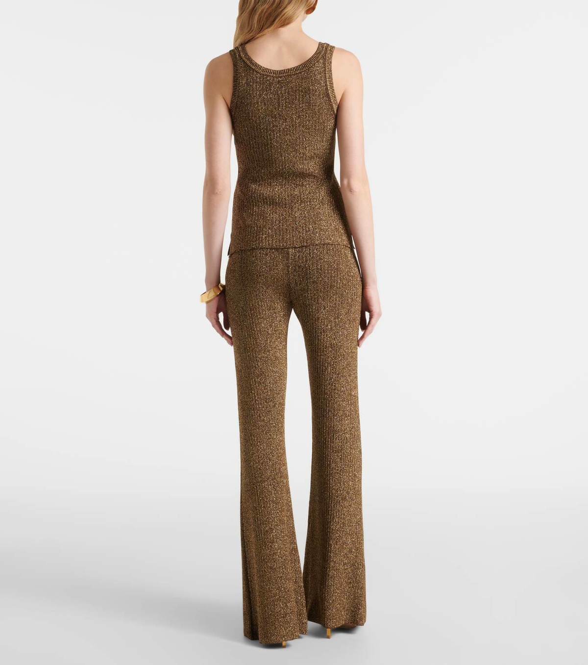 Tom Ford Ribbed-knit lamé tank top