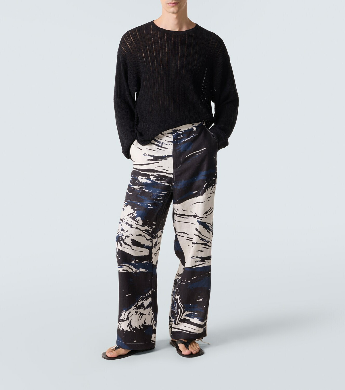 Commas Pointelle cotton and linen sweater