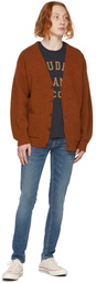 Nudie Jeans Orange Alpaca & Wool Kent Cardigan