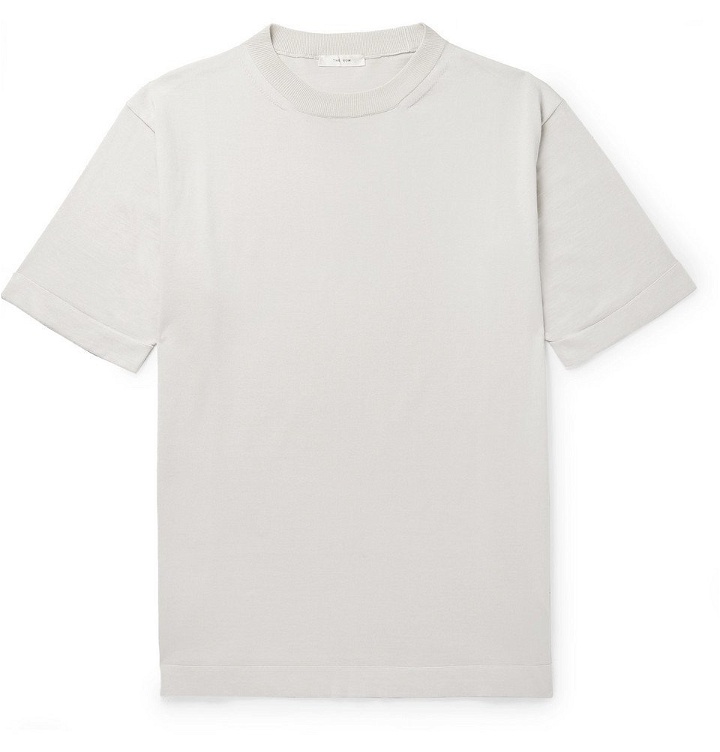 Photo: The Row - Roger Silk and Cotton-Blend T-Shirt - Gray