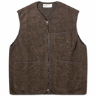 Universal Works Men's Wool Fleece Zip Gilet - END. Exclusive in Brown
