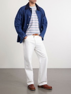KAPITAL - Logo-Appliquéd Striped Cotton-Jersey T-Shirt - Blue