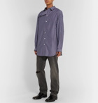 Balenciaga - Oversized Striped Cotton-Poplin Shirt - Blue