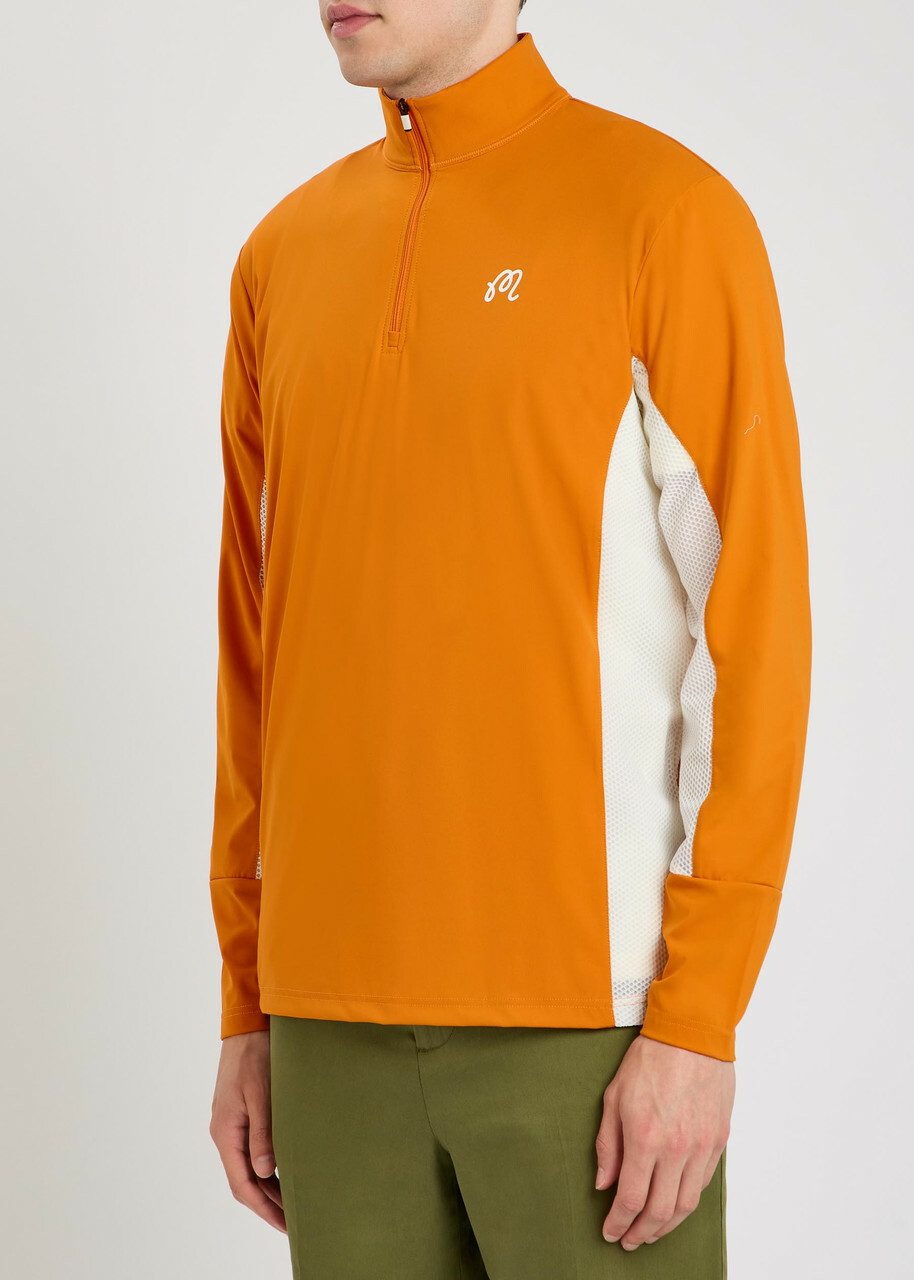 Malbon Santiago Logo Half-zip Stretch-jersey Mid-layer Jacket Orange