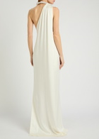 Stella Mccartney Faux Pearl-embellished Satin Gown Cream